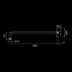 100 7910 S SHOWER ARM WALL MOUNTED 450 MM 2