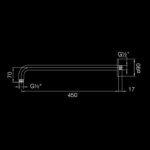 100 7910 SHOWER ARM WALL MOUNTED 450 MM 1