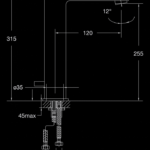 120 1700 SINGLE LEVER BASIN MIXER WITHOUT POP UP WASTE 3