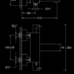 120 3100 1 Exposed thermostatic bath-shower mixer 1