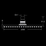 100 1688 RAIN SHOWER DIA. 300 X 8 MM 3