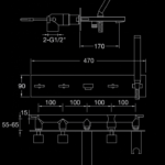 160 2692 5-HOLE WALL MOUNTED BATH MIXER 2