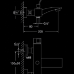 180 1100 EXPOSED SINGLE LEVER MIXER FOR BATHTUB 1