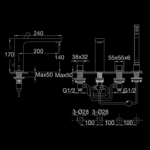 200 2401 4-HOLE DECK MOUNTED MIXER 3