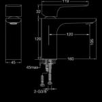 205 1010 SINGLE LEVER BASIN MIXER WITHOUT POP UP WASTE 3