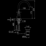 250 1500 SINGLE HOLE BASIN MIXER WITH POP UP WASTE 3