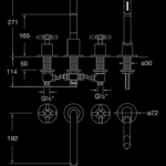 250 2400 4-HOLE DECK MOUNTED BATH MIXER 1