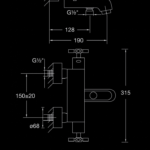 250 3100 EXPOSED THERMOSTATIC MIXER FOR BATHTUB 1