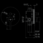 260 2103 3 S FINISH SET FOR SINGLE LEVER BATH-SHOWER MIXER WITH DIVERTER 2