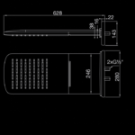 390 5642 WALL RAIN SHOWER PANEL 628X 280 MM 3